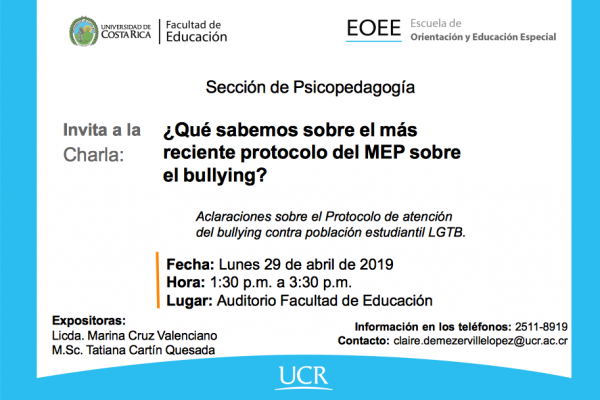 Charla: ¿Qué sabemos sobre el más reciente protocolo del MEP sobre el bullying?