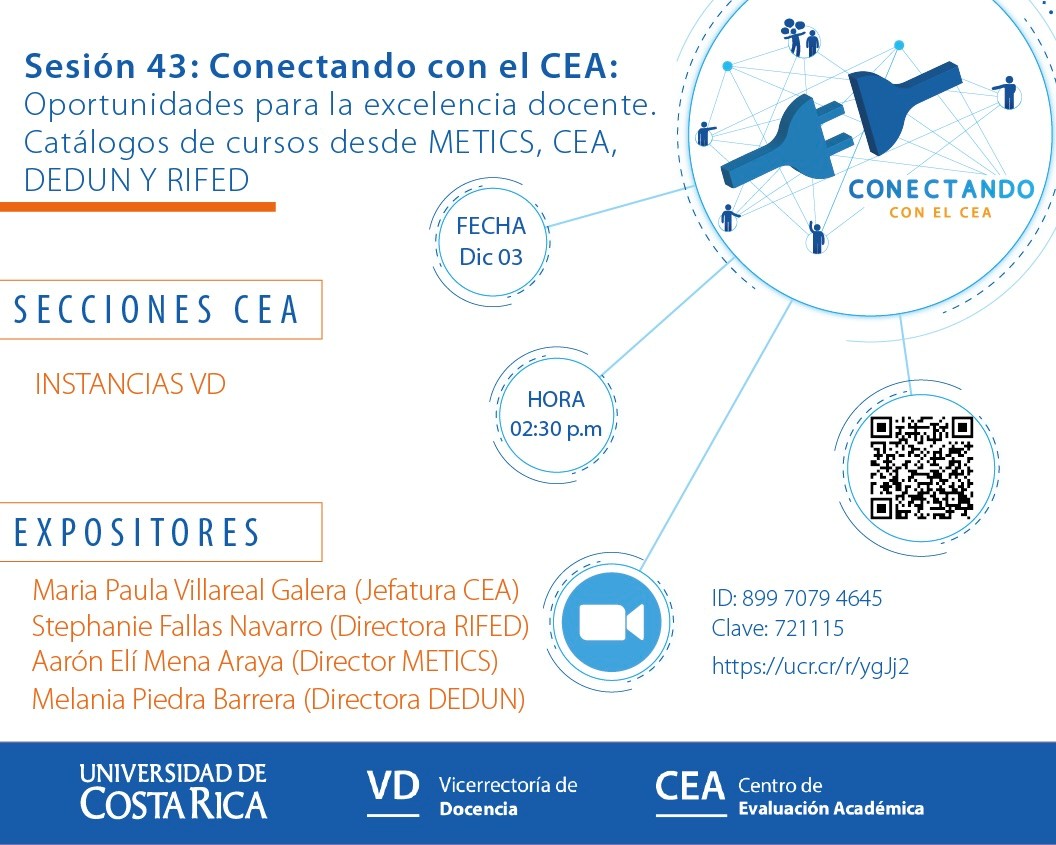 Videoconferencia: Oportunidades para la excelencia docente, catálogos de cursos desde Metics, CEA, DEDUN y RIFED