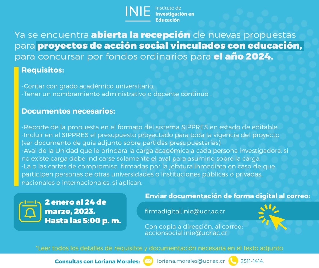 Recepción de nuevas propuestas para proyectos de acción social vinculados con educación
