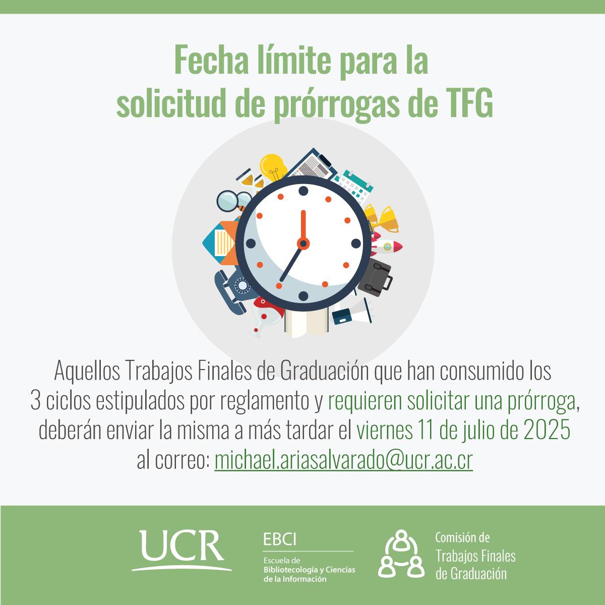 Fecha límite para la solicitud de prórrogas de TFG