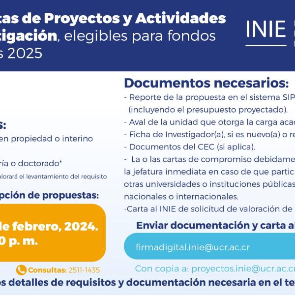 Propuestas de Proyectos y Actividades de Investigación, elegibles para fondos ordinarios 2025